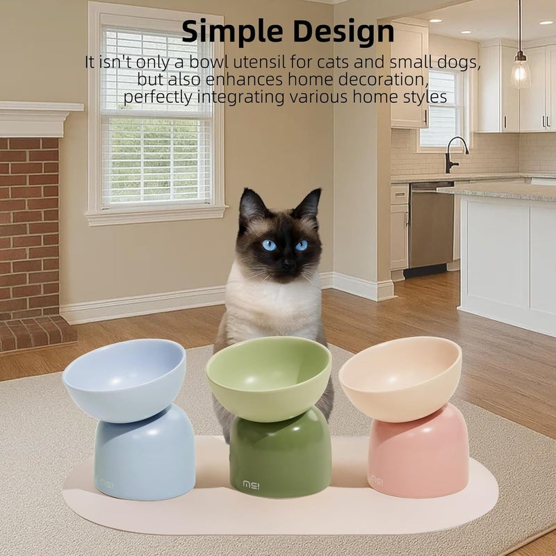 MS!MAKE SURE Elevated Ceramic Cat Food Bowl - 5.5" Wide Dish for Whikser Friendly, 6.6" Height for Easy Feeding, Lead & Cadmium Free, Durable Raised Cat Food Bowls, Pink - Image 5